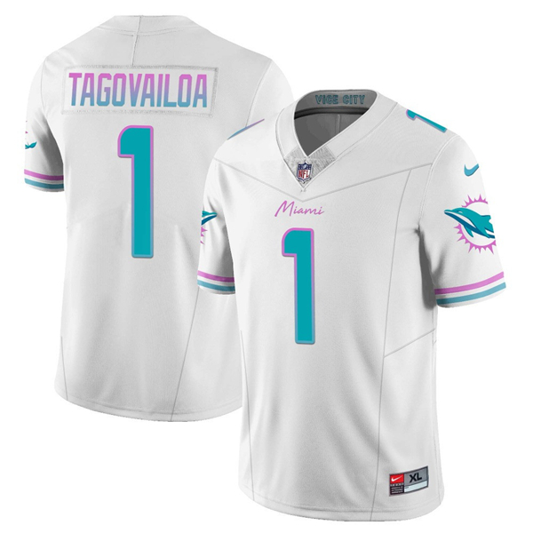 Men's Miami Dolphins #1 Tua Tagovailoa White 2023 F.U.S.E Alternate Vapor Limited Stitched Football Jersey